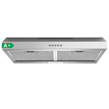 TopStrong 60cm Under Cabinet Cooker Hood, 250m³/h Slim Kitchen Extractor Fan, 3 Speed, A+ Energy Rating, LED Light, 430 Stainless Steel, Recirculatin