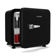 KLARSTEIN Audrey Evo 43L Retro Mini Fridge - Quiet 40 dB Bedroom Fridge with Adjustable Thermostat, Reversible Door, Compact Small for Bedrooms, Offi