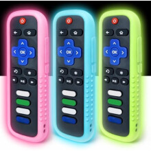 (3 Pack) Protective Cover Case Skin for Roku TV Remote, Compatible with Most Models of Roku Voice Remote | Glow-in-the-dark washable silicone skin