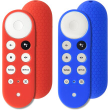 2 stk Beskyttelsesdeksels Compatible for Chromecast med Google TV Stemmestyret fjernkontroll, Pinowu Skrisikker Remote Case Compatible for 2020 (Blue