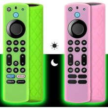 Pinowu Silikon Remote Case (2 pcs, Lyser i mörkret för Firestick 4K Max/Hisense/Toshiba/Insignia/Pioneer/Omni (QLED) Series Alexa (Green + Pink) )