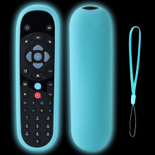 Fjernkontroll Deksel for Sky Q Stemmestyret fjernkontroll EC302 EC202 EC201, Silikon Protective Case Luminous Blue Sleeve Skin Holder med Lanyard