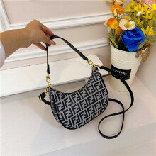 (Gray) Ladies Color Letter Crescent Bag