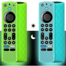 Pinowu Silikon Remote Case (2 pcs, Lyser i mørket for Firestick 4K Max/Hisense/Toshiba/Insignia/Pioneer/Omni (QLED) (Green + Turquoise) )