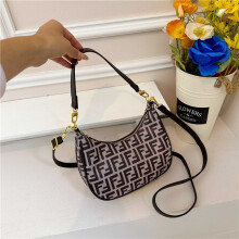 (Light brown) Ladies Color Letter Crescent Bag