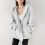 (Silver,XL)Trendiger Damen Pullover mit Kapuze mit Strickstoff und Taschen für Herbstmode 8