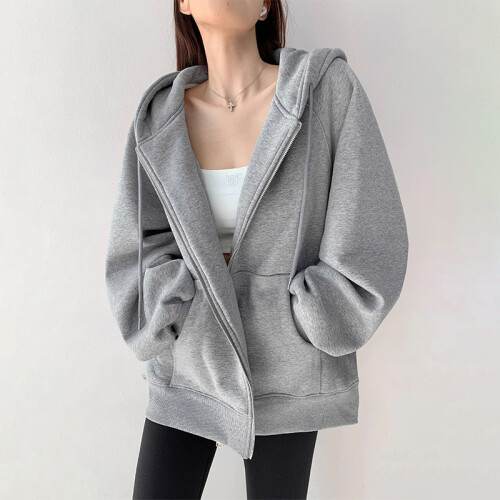 (Silver,XL)Trendiger Damen Pullover mit Kapuze mit Strickstoff und Taschen für Herbstmode 1