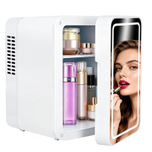 feneihe Mini Portable Cooler for Bedroom, 4L Skincare Refrigerator, Small Drinks Fridge Box, Table Top Electric Chiller 12v, Quiet Car Refrigerators,