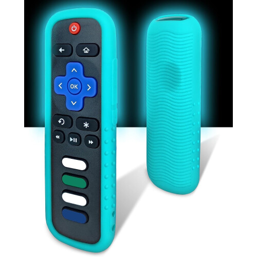 Protective Silicone Case para Roku Comandoler, Compatível com Multiple Models (Black - Glow-in-the-dark washable Silicone skin) 1