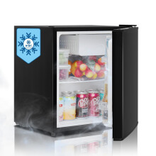 Techomey 46L Small Table Top Mini Fridge, Counter Fridge with Reversible Door, Top High Temperature Resistance, Low Noise for Bedroom, Office, Black