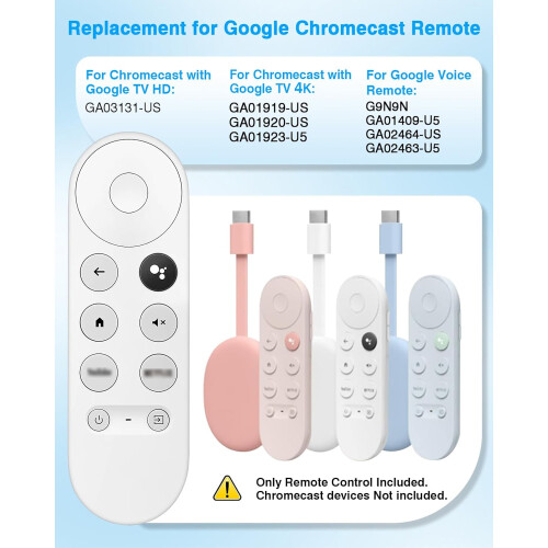 Replacement Comando de voz para Google Chromecast 4k Snow Streaming Media Player, Comando para Chromecast com Google TV HD/4K, Voice 1