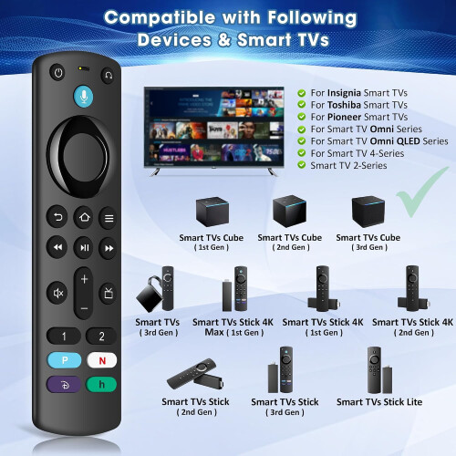 Comando substituto para Fire-TV-Stick (2nd e 3. ª geração /Lite/4K/4K Max/TV Cube e Firestick com Voice Compatível com Pioneer/Hisense) 2