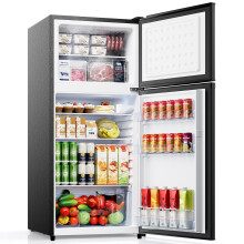 KOMORE Small Fridge Freezer Freestanding 180L 7-Stage Thermostat LED Light