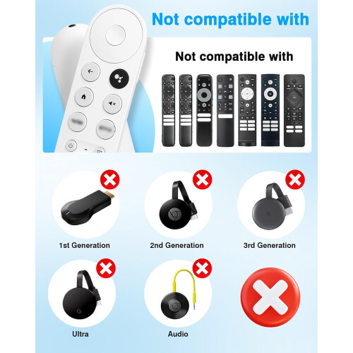 Replacement Comando de voz para Google Chromecast 4k Snow Streaming Media Player, Comando para Chromecast com Google TV HD/4K, Voice 2