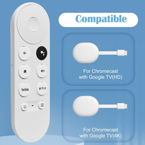Replacement Comando de voz para Google Chromecast 4k Snow Streaming Media Player, Comando para Chromecast com Google (Comando Only) 1