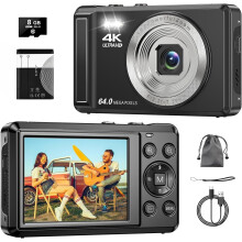 4K 64MP Digital Camera, 2.8" UHD Compact Camera
