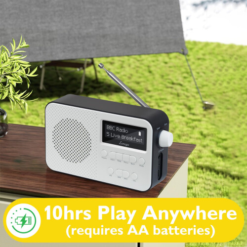 LEMEGA PR2 Max DAB Radio, Bluetooth 5.3, LCD Display, AA Battery, Black 1
