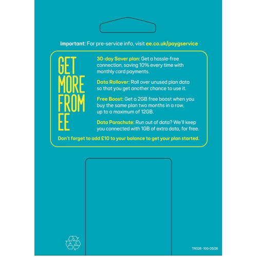 EE EE 10 Pound Data Pack Pay As You Go SIM 1