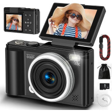 Digital camera 4K 64MP, Autofocus Compact Vlogging Camera with SD Card