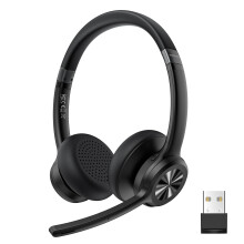 TECKNET Bluetooth Headset Wireless Headset with Microphone Noise Canceling, 50H Playtime & Mute, Wireless Headphones with Mic Bluetooth 5.2 On-Ear He