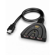 ONYXX HDMI Switch 3 in 1 Out, 4K HDMI Switcher with Manual Selector Button and LED Indicators, 3-Port HDMI Selector for TV, Monitor, Projector, Games
