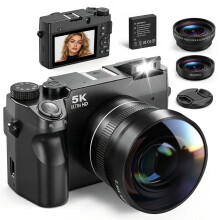 Digital Camera with WiFi Macro & Wide-Angle Dual Cameras for Selfie, Black