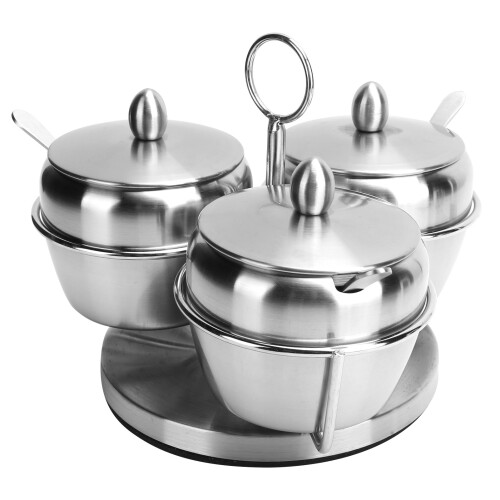 Edelstahl Gewürzregal Set 3 Behälter Löffel 1