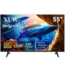 XUW 55 inch UHD 4K Smart TV, D-LED backlight Television, Borderless Design,HDMI USB DVB-T2/S2 RJ45 Interface, large screen for living room, bedroom, h