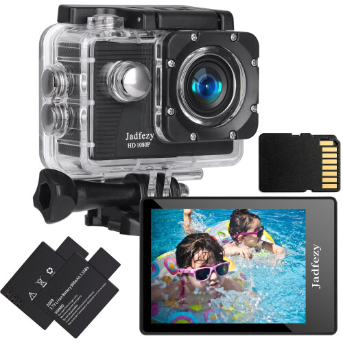 Jadfezy Action Camera 98FT Underwater Waterproof Camera with Memory Card