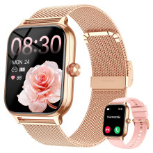 Popglory Smart Watch Women Men, 1.96" Health Fitness Tracker, Blood Pressure/Heart Rate/SpO2 & Sleep Monitor, 110+ Sport Modes, Bluetooth Call, Voice