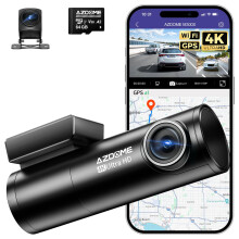 AZDOME M300S 4K Dash Cam Front and Rear, WiFi Dashcam with 64GB SD Card