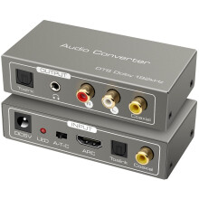 VEDINDUST Digital Analog Audio Converter, 192KHz HDMI ARC Adapter, ARC Optical Toslink Input to Optical RCA L/R 3.5mm Output, For Amplifiers Speakers