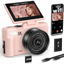 Digital Camera 5K 75MP, Autofocus Compact Vlogging Camera with SD Card