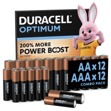 Duracell Optimum AA & AAA Alkaline Batteries [Combo pack of 24], 1,5 Volts LR6/L