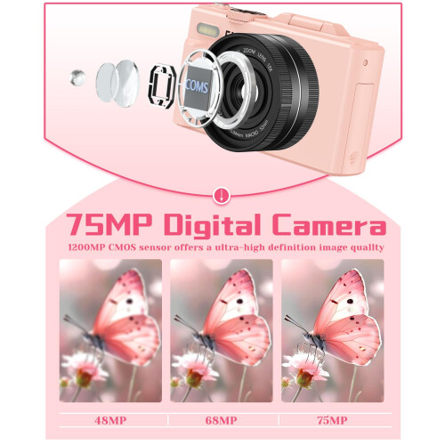 Digital Camera 5K 75MP, Autofocus Compact Vlogging Camera with SD Card 2