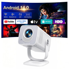 【Built-in Android 14 | Short Throw】TOPTRO Mini Portable Projector 1080P 4K Supported, Smart Projector with 270 Rotation Stand, Auto Keystone