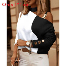 (StyleC,S)Fall Winter Womens Printed Top With Geometric Pattern And Crew Neck Fashion