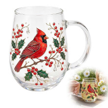 Vaso de cristal con diseño de colibrí, abeja y flora, modelo 2026. Lindo vaso de cristal con diseño de colibrí, 450 ml.