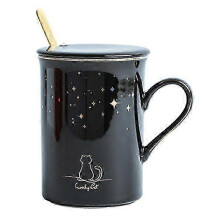 Taza de café de cerámica Creative de 300 ml (modelo 2026) - Ideal para las pausas para el té y el café al estilo británico (color negro)