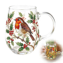 Vaso de cristal con diseño de colibrí, abeja y flora, 2026. Lindo vaso de cristal con diseño de colibrí, 450 ml.