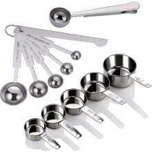 Juego de tazas y cucharas medidoras 2026, 12 piezas, tazas medidoras de acero inoxidable