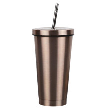 Taza de viaje de acero inoxidable 2026 con tapa y pajita - Taza de café dorada, resistente a la corrosión y a los derrames