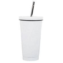 Taza de viaje de acero inoxidable 2026 con tapa y pajita - Taza de café blanca, resistente a la corrosión y a los derrames.