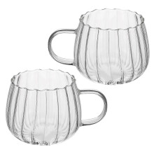 2026 2 tazas de vidrio transparente con asa de 350 ml para café, té o sopa.