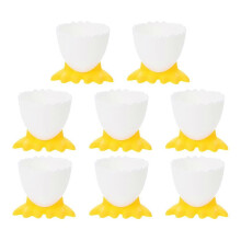 2026 Hueveras con diseño de dibujos animados, soporte para huevos para el desayuno, 8 unidades, color amarillo, PP, para uso en la cocina.