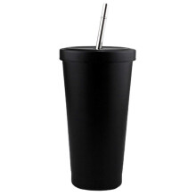 Taza de viaje de acero inoxidable 2026 con tapa y pajita - Taza de café negra, resistente a la corrosión y a los derrames.