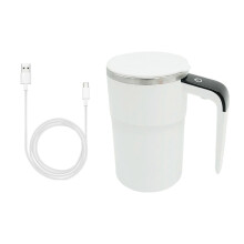 Taza de café eléctrica Jikaixiang 2026 con tapa y agitador automático, 380 ml, para mezclar en polvo de proteínas, color blanco.