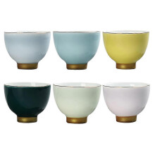 Juego de 6 tazas de té de cerámica de colores surtidos para uso doméstico, modelo Kung Fu, año 2026.
