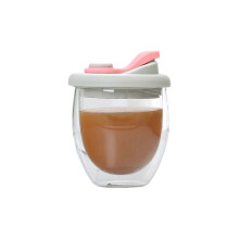 Vaso de vidrio de borosilicato de alta calidad con doble capa aislante, color rosa, 2026.