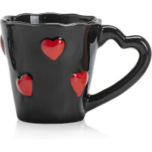 Taza de café de cerámica 2026 - 250 ml (8.5 oz) Tazas de té con relieve de corazón en 3D para latte, té caliente, capuchino, leche